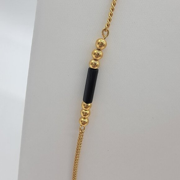 AVON Gold Tone Necklace with Black‎ Tubular Beads & Golden Balls - Picture 2 of 5